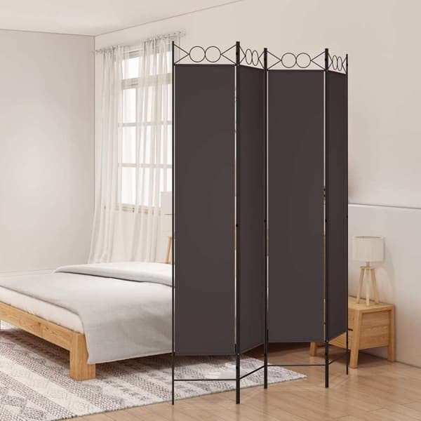 vidaXL Rumsavdelare 4 paneler brun 120x220 cm tyg Brun