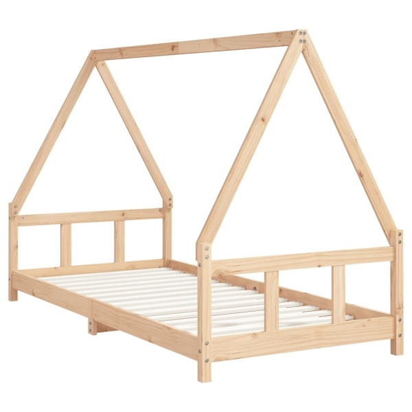 vidaXL Sängram för barnsäng 90x200 cm massiv furu Brun