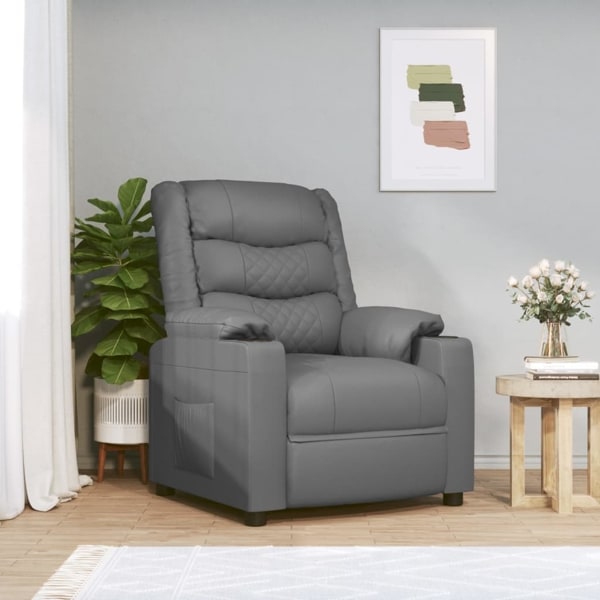 vidaXL Reclinerfåtölj grå konstläder Grå