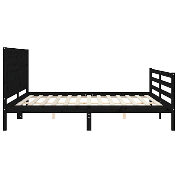 vidaXL Sängram med huvudgavel svart 200x200 cm massivt trä Svart