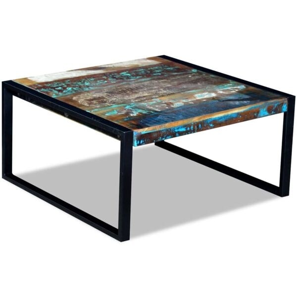 vidaXL Soffbord återvunnet massivt trä 80x80x40 cm multifärg