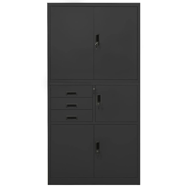 vidaXL Dokumentskåp antracit 90x40x180 cm stål Antracit