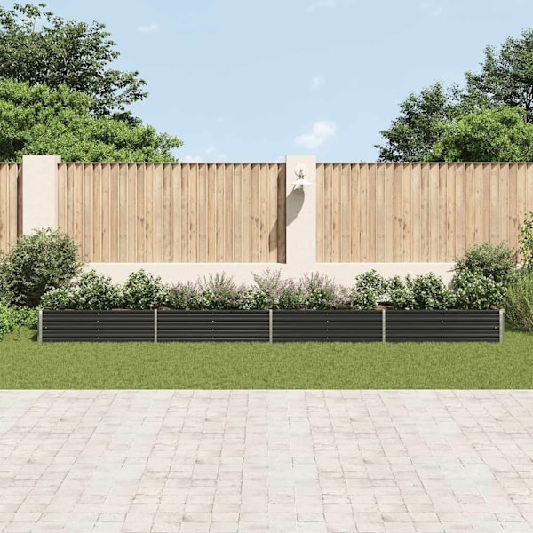 vidaXL Odlingslåda upphöjd galvaniserat stål 600x80x45 cm antracit Antracit