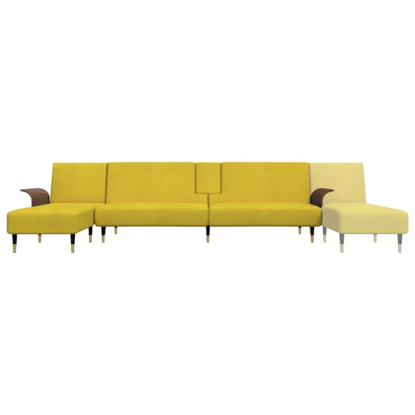 vidaXL L-formad bäddsoffa gul 279x140x70 cm sammet Gul