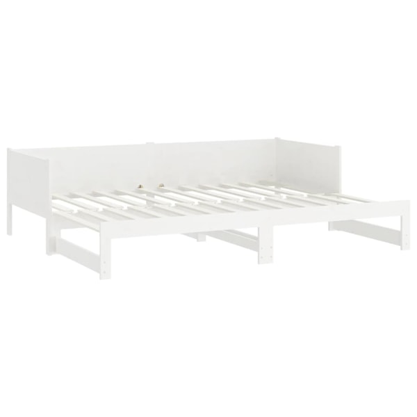vidaXL Utdragbar dagbädd vit massiv furu 2x(90x190) cm Vit