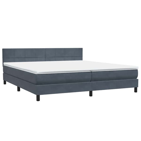 vidaXL Ramsäng med madrass mörkgrå 180x210 cm sammet Grå