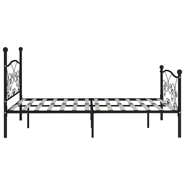 vidaXL Sängram utan madrass med ribbotten svart metall 180x200 cm Svart