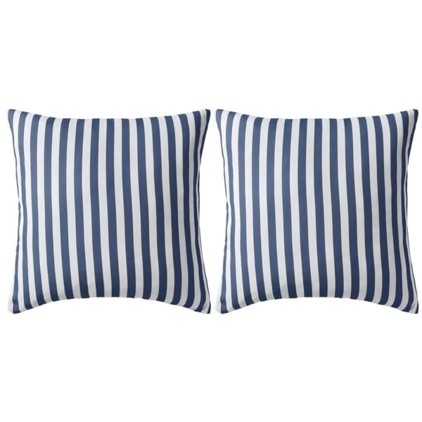 vidaXL Prydnadskuddar för trädgården 2 st 45x45 cm randiga marinblå Blå