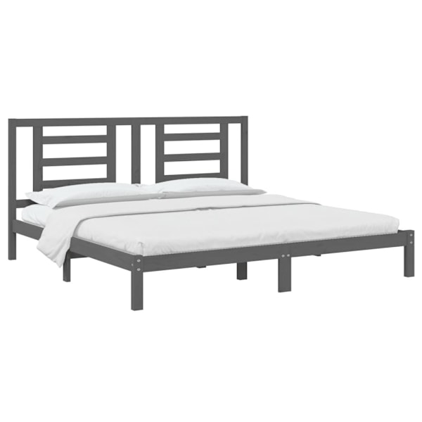 vidaXL Sängram grå massiv furu 200x200 cm Grå