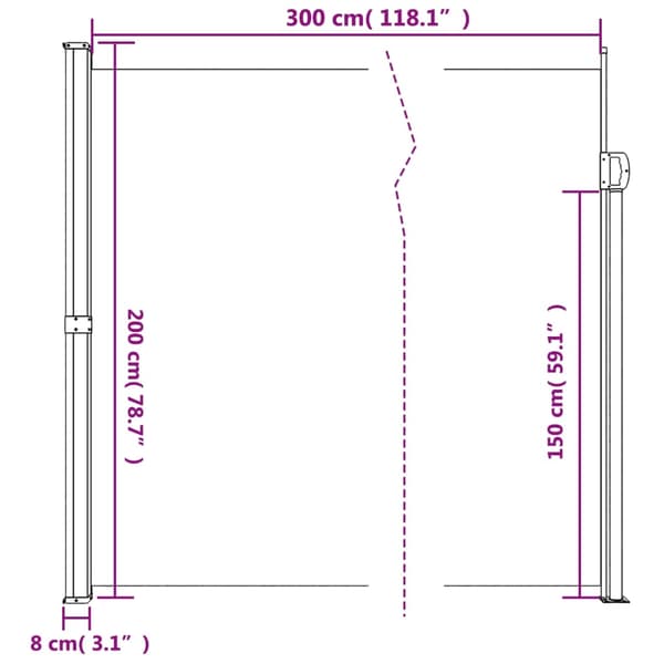 vidaXL Indragbar sidomarkis vit 200x300 cm Vit