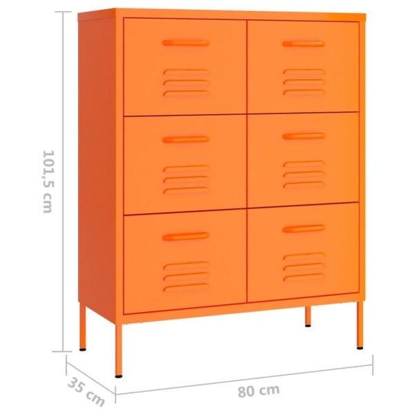vidaXL Byrå orange 80x35x101,5 cm stål Orange