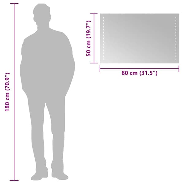 vidaXL Badrumsspegel LED 80x50 cm Transparent