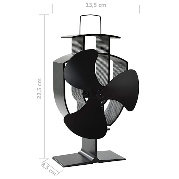 vidaXL Kaminfläkt 3 blad svart Svart
