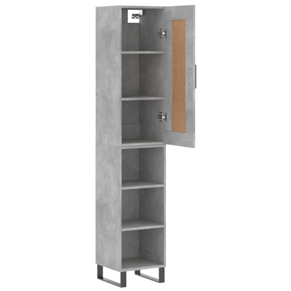 vidaXL Högskåp betonggrå 34,5x34x180 cm konstruerat trä Grå