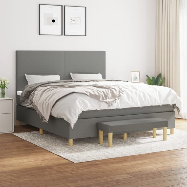 vidaXL Ramsäng med madrass mörkgrå 180x200 cm tyg Grå