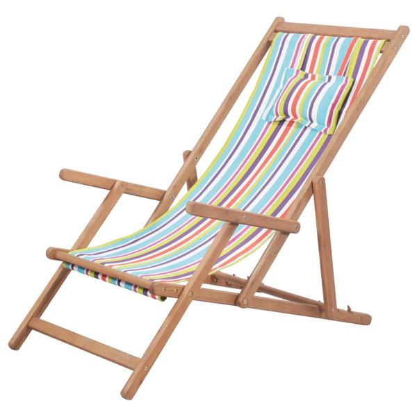 vidaXL Hopfällbar strandstol tyg och träram flerfärgad multifärg