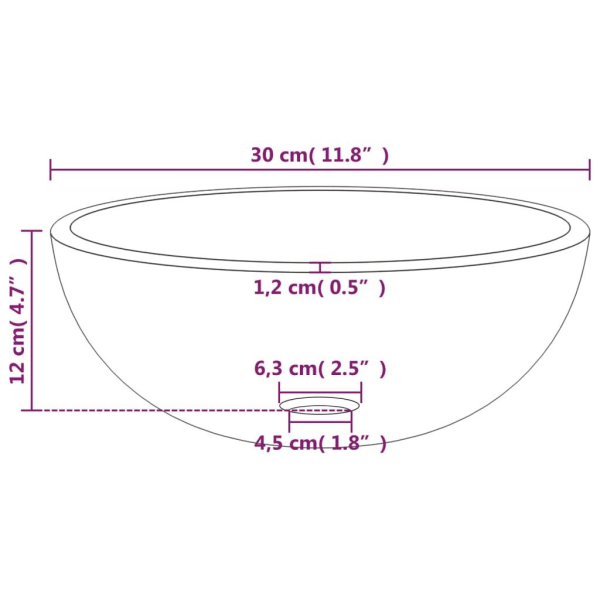 vidaXL Handfat härdat glas 30x12 cm svart Svart