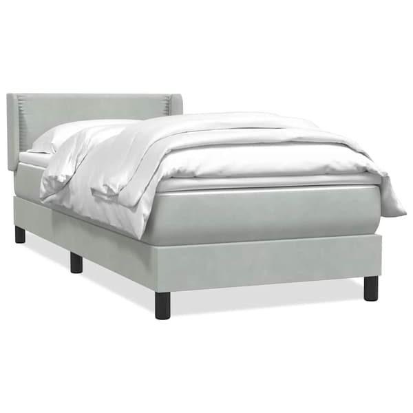 vidaXL Ramsäng med madrass ljusgrå 90x210 cm sammet Grå
