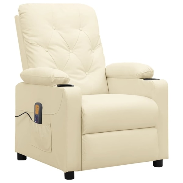 vidaXL Massagefåtölj gräddvit konstläder Creme