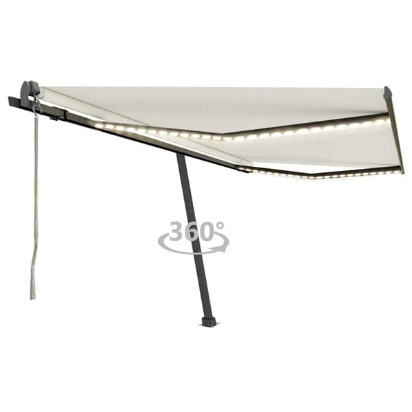 vidaXL Automatisk markis med vindsensor & LED 400x300 cm gräddvit Creme