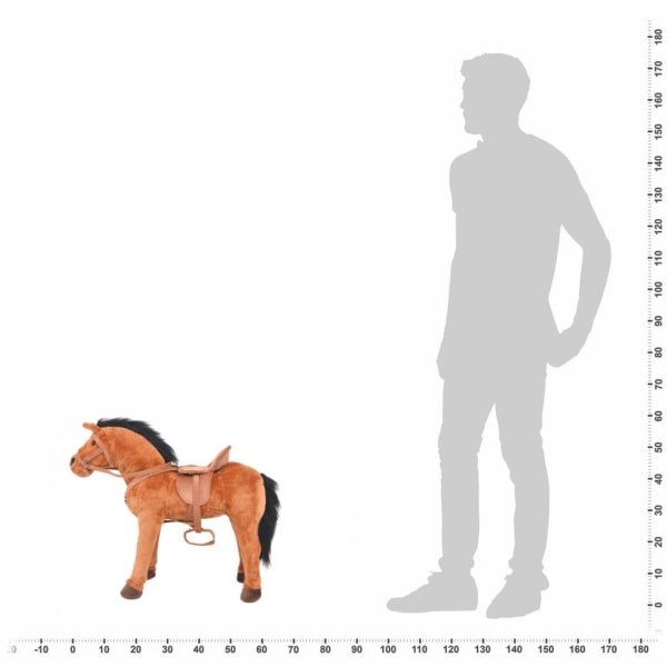 vidaXL Stående leksakshäst plysch brun Brun
