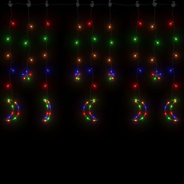 vidaXL Ljusgardin stjärnor och månar fjärrkontroll 345 LED flerfärgad multifärg