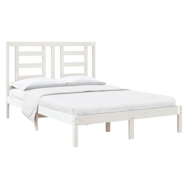 vidaXL Sängram vit massivt trä 120x190 cm Vit