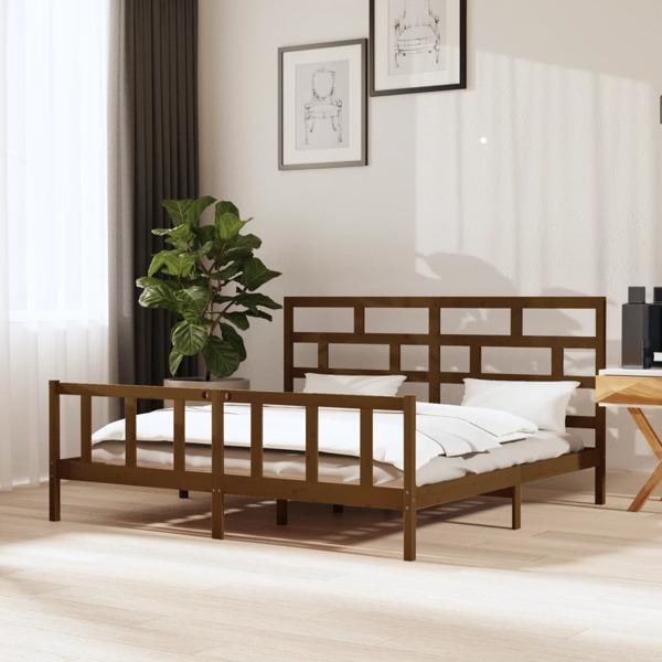 vidaXL Sängram honungsbrun massiv furu 200x200 cm Brun