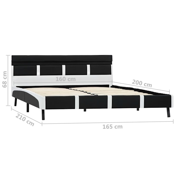 vidaXL Sängram med LED svart konstläder 160x200 cm Svart