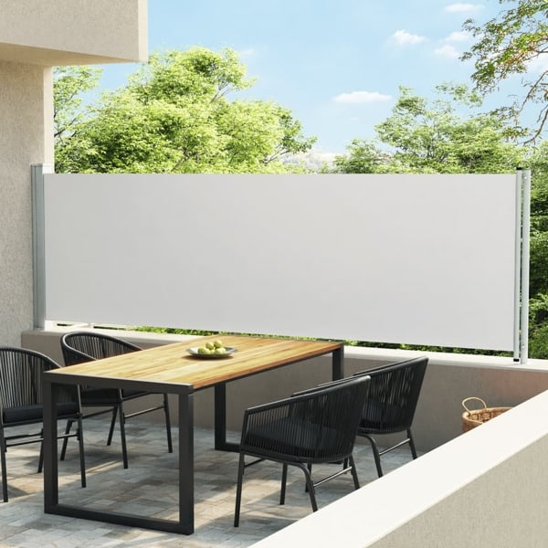 vidaXL Infällbar sidomarkis 140x600 cm gräddvit Creme
