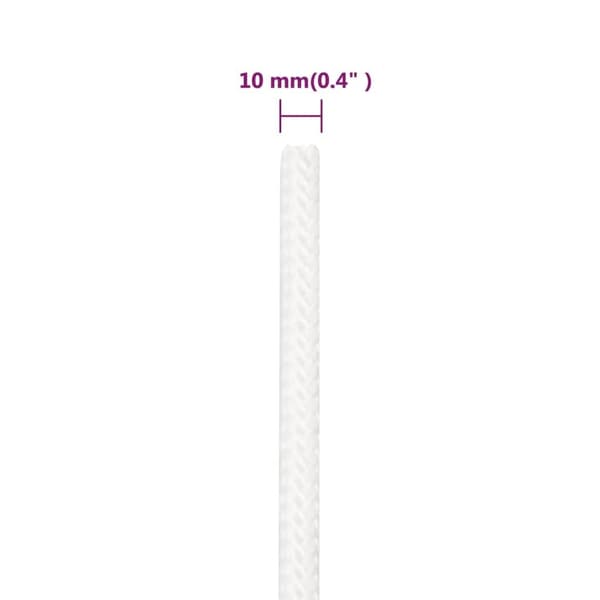 vidaXL Båtlina helvit 10 mm 100 m polypropylen