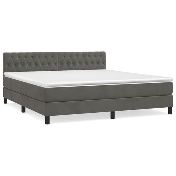vidaXL Ramsäng med madrass mörkgrå 180x200 cm sammet Grå