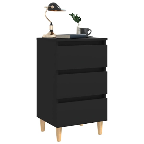 vidaXL Sängbord med ben i massivt trä 2 st svart 40x35x69 cm Svart
