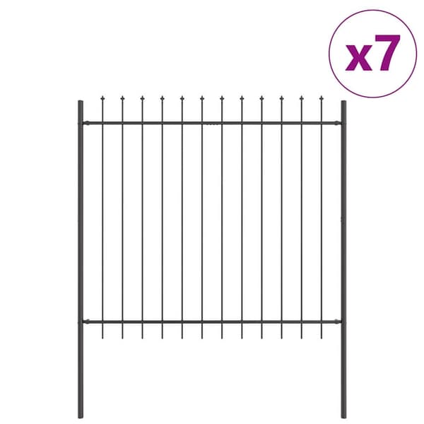 vidaXL Trädgårdsstängsel 7 pcs Grå 11,9 x 1,5 m Pulverlackerad stål Grå
