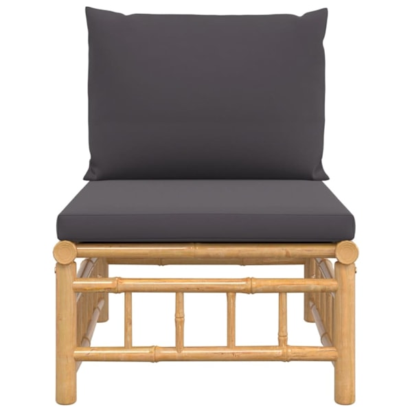 vidaXL Soffa mittdel med mörkgråa dynor bambu Grå
