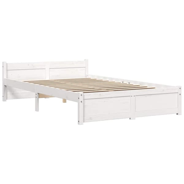 vidaXL Sängram vit massivt trä 120x190 cm Vit