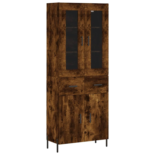 vidaXL Högskåp rökfärgad ek 69,5x34x180 cm konstruerat trä Brun