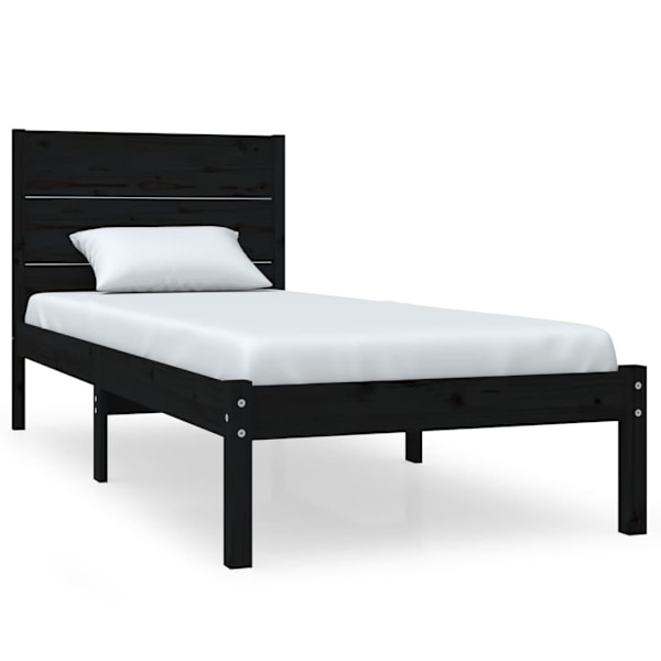 vidaXL Sängram svart massivt trä 90x190 cm Svart