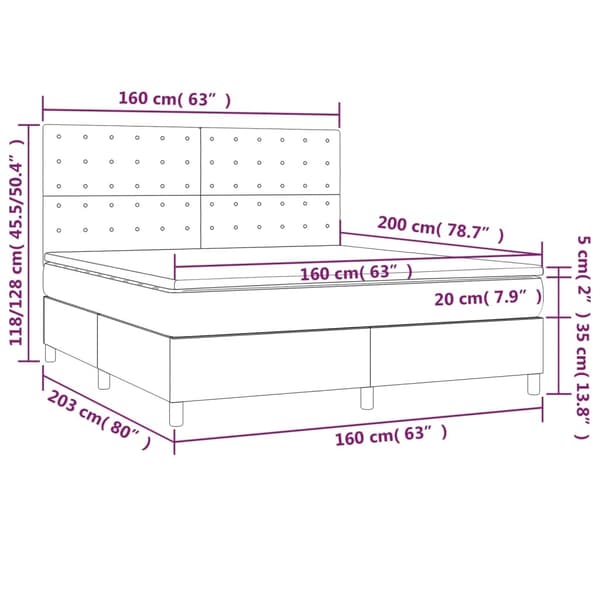 vidaXL Ramsäng med madrass mörkblå 160x200 cm sammet Blå
