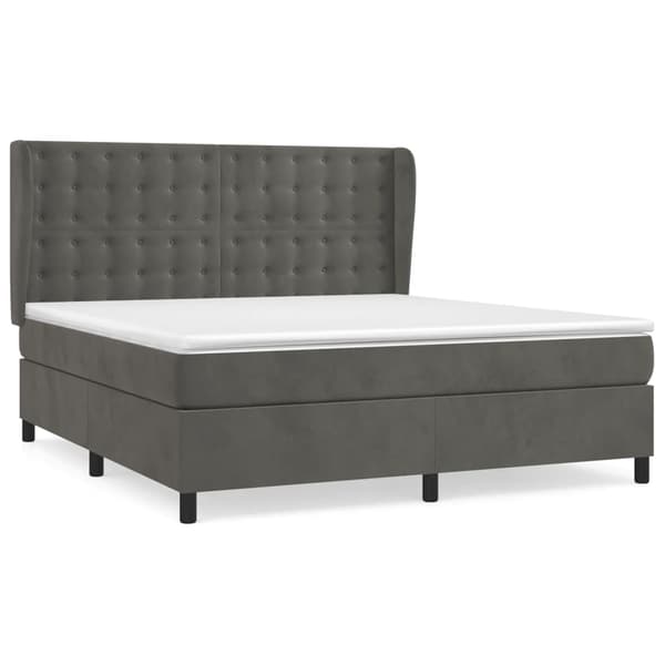 vidaXL Ramsäng med madrass mörkgrå 160x200 cm sammet Grå