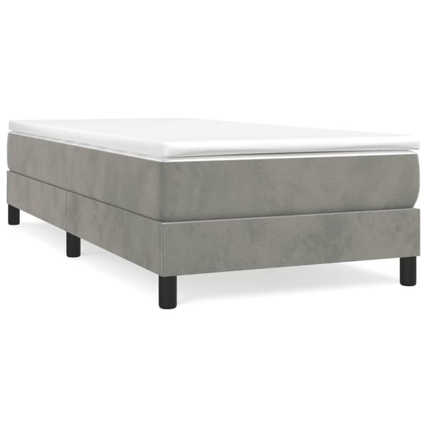 vidaXL Sängram utan madrass ljusgrå 90x190 cm sammet Grå