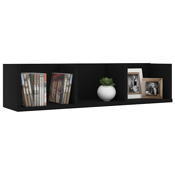 vidaXL CD-hylla svart 75x18x18 cm konstruerat trä Svart