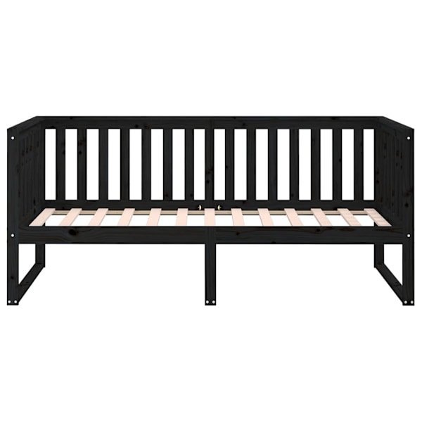 vidaXL Dagbädd svart 90x190 cm massiv furu Svart