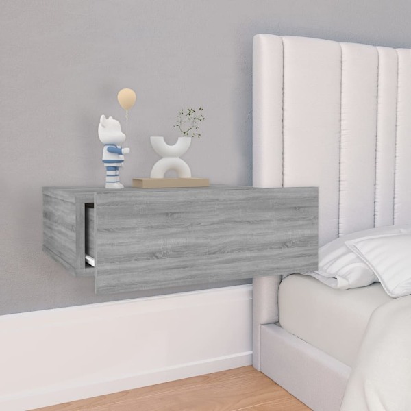 vidaXL Svävande sängbord 2 st grå sonoma 40x30x15cm konstruerat trä Grå