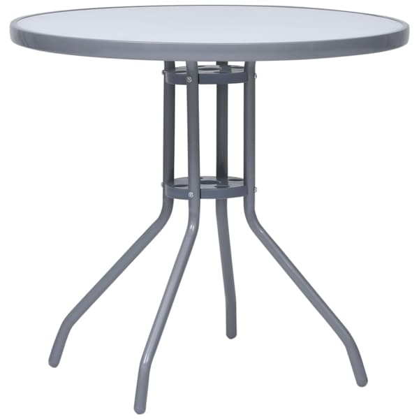 vidaXL Trädgårdsbord ljusgrå 80 cm stål och glas grå