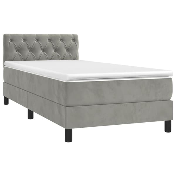 vidaXL Ramsäng med madrass ljusgrå 80x200 cm sammet Grå