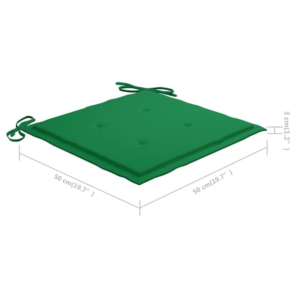 vidaXL Trädgårdsstolar 8 st med gröna dynor massiv teak Grön