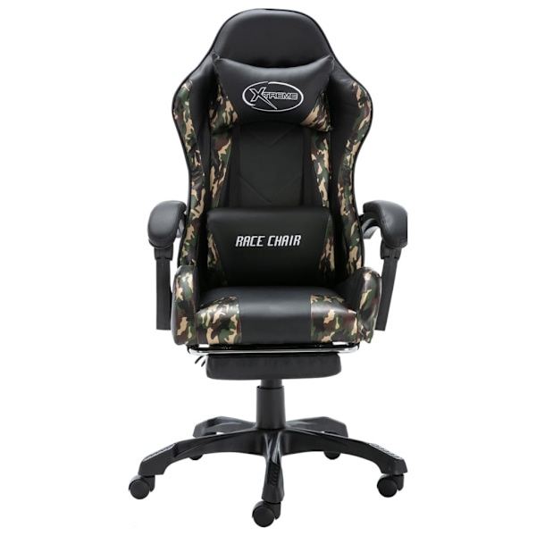 vidaXL Gamingstol med fotstöd svart och kamouflage konstläder Svart