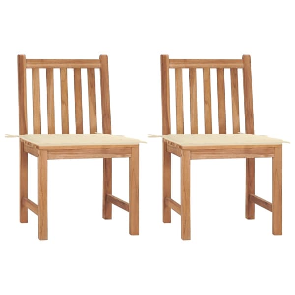 vidaXL Trädgårdsstolar 2 st med dynor massiv teak Creme