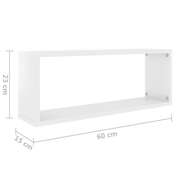 vidaXL Vägghylla kubformad 2 st vit 60x15x23 cm konstruerat trä Vit